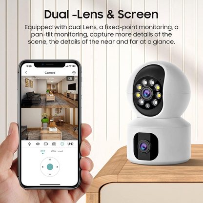 Marcherelle™ – Telecamera di Sicurezza WiFi a Doppio Obiettivo Visione HD