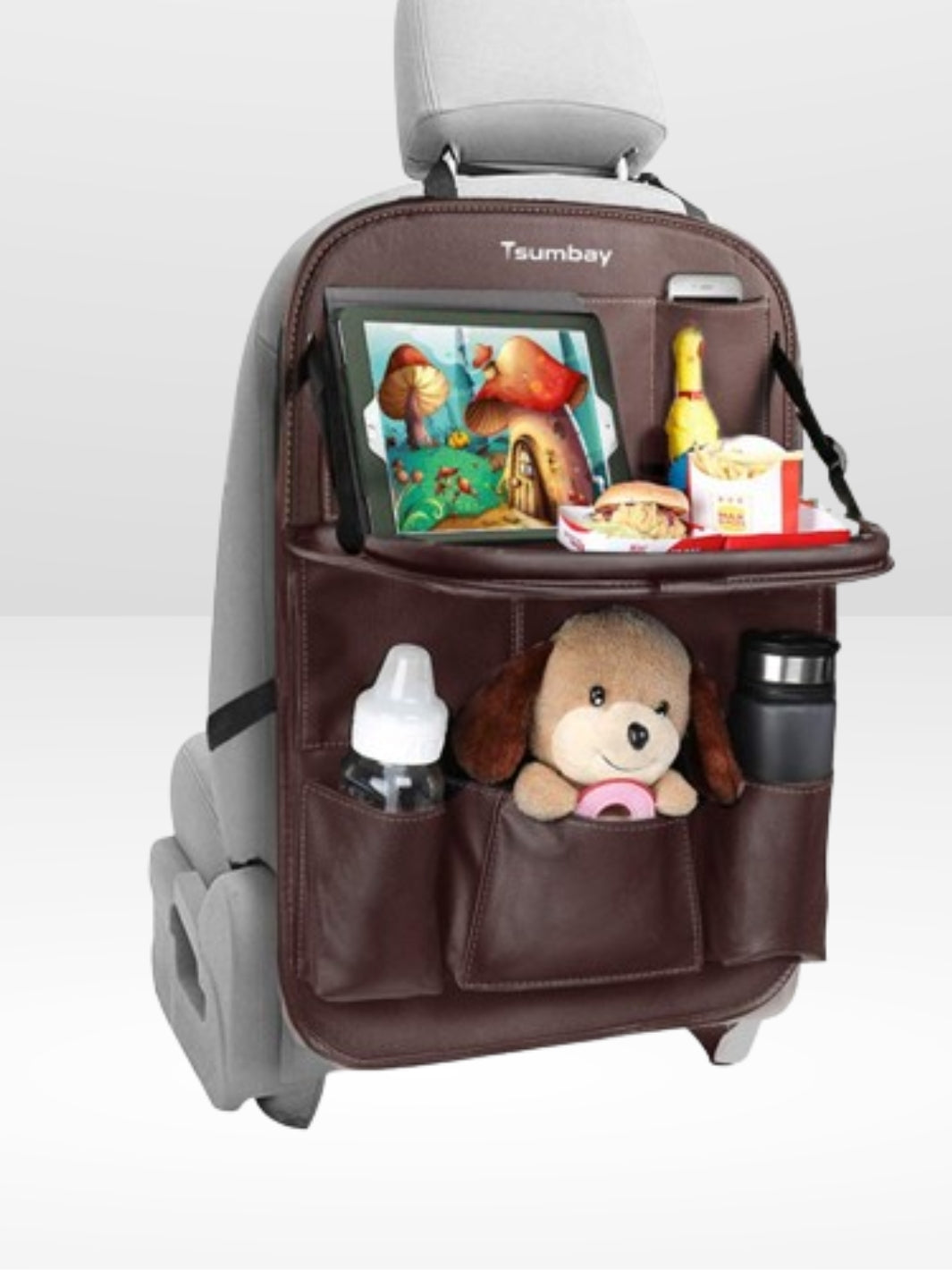 Supporto Seggiolino Auto con Vassoio Pieghevole in Pelle