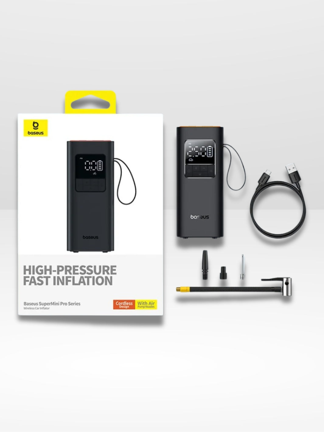 Gonfiatore pneumatici portatile e senza fili per auto