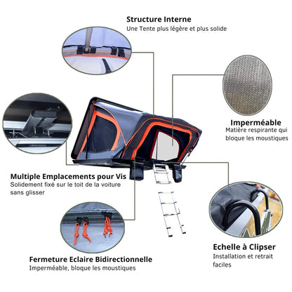 Tenda da Tetto 2 Posti per Auto con Chiusura Rigida