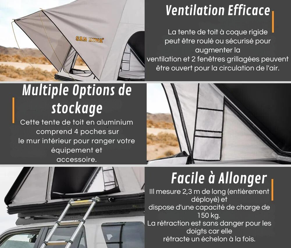 Tenda da Tetto ad Alta Rigidità per Campeggio Confortevole
