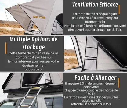 Tenda da Tetto ad Alta Rigidità per Campeggio Confortevole