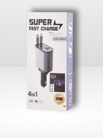 Caricatore Auto 4 Porte Veloce e Retrattile